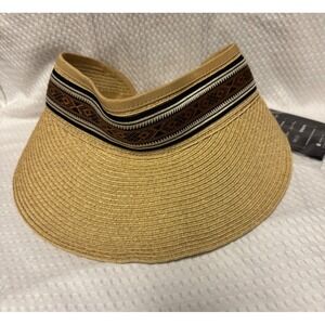 Comhats Embroidered Adjustable Sun Visor Straw Hat New